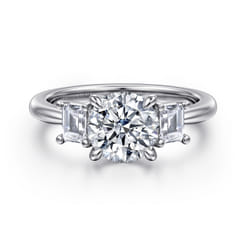 Stephi - 14K White Gold Round Three Stone Diamond Engagement Ring