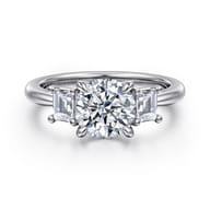 Stephi - 14K White Gold Round Three Stone Diamond Engagement Ring