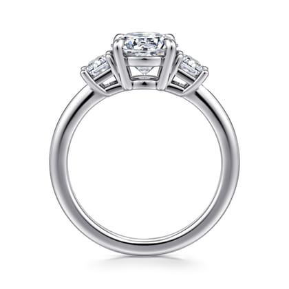 Stephi - 14K White Gold Round Three Stone Diamond Engagement Ring