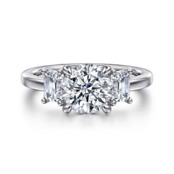 Stephi - 14K White Gold Round Three Stone Diamond Engagement Ring
