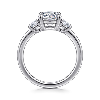 Stephi - 14K White Gold Round Three Stone Diamond Engagement Ring