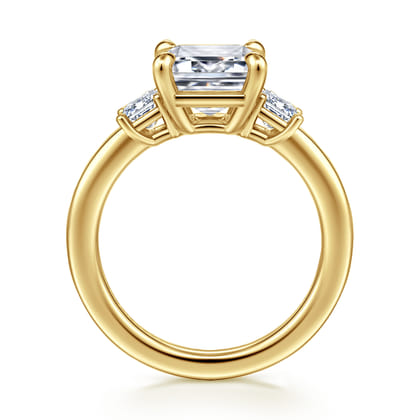 Stephi - 14K Yellow Gold Emerald Cut Three Stone Diamond Engagement Ring
