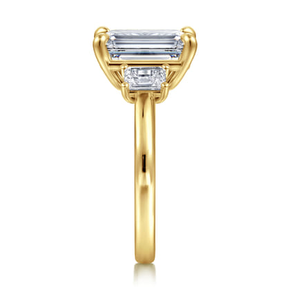 Stephi - 14K Yellow Gold Emerald Cut Three Stone Diamond Engagement Ring