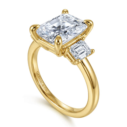 Stephi - 14K Yellow Gold Radiant Cut Three Stone Diamond Engagement Ring