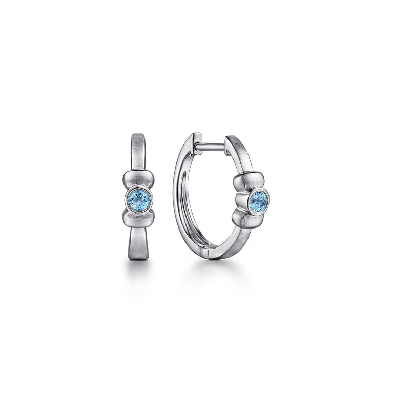 Sterling Silver 15mm Blue Topaz Huggies - Shot 1