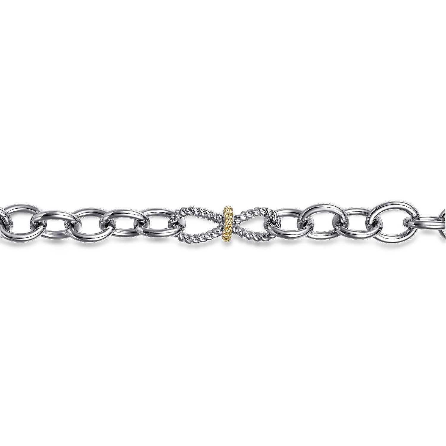 Sterling Silver-18K Yellow Gold Chain Link Toggle Bracelet - Shot 2
