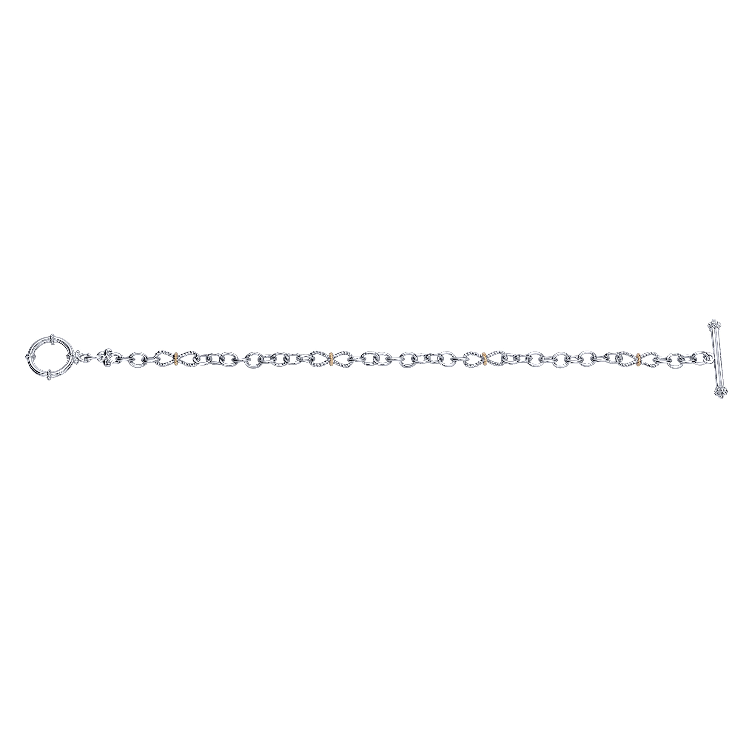 Sterling Silver-18K Yellow Gold Chain Link Toggle Bracelet - Shot 3