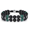 Sterling Silver 8mm Onyx and Malachite Beaded Bracelet
