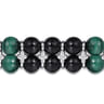 Sterling Silver 8mm Onyx and Malachite Beaded Bracelet