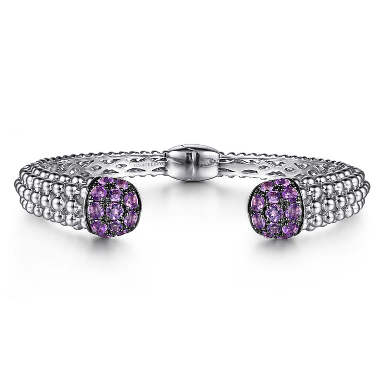 Sterling Silver Amethyst Bujukan Bangle - Shot 1