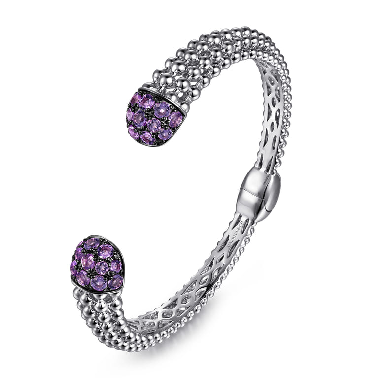 Sterling Silver Amethyst Bujukan Bangle - Shot 2