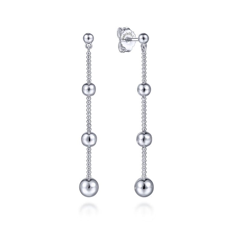 Sterling Silver Beaded Drop Earrings - Shot 1