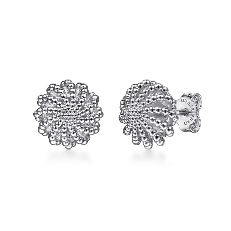 Sterling Silver Beaded Stud Earrings - Shot 1