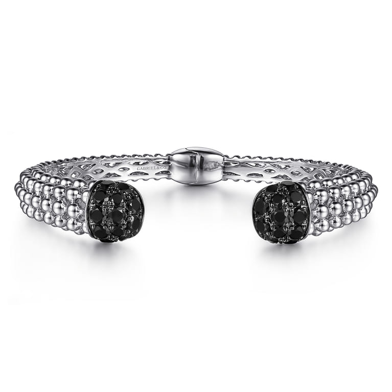 Sterling Silver Black Spinel Bujukan Bangle - Shot 1