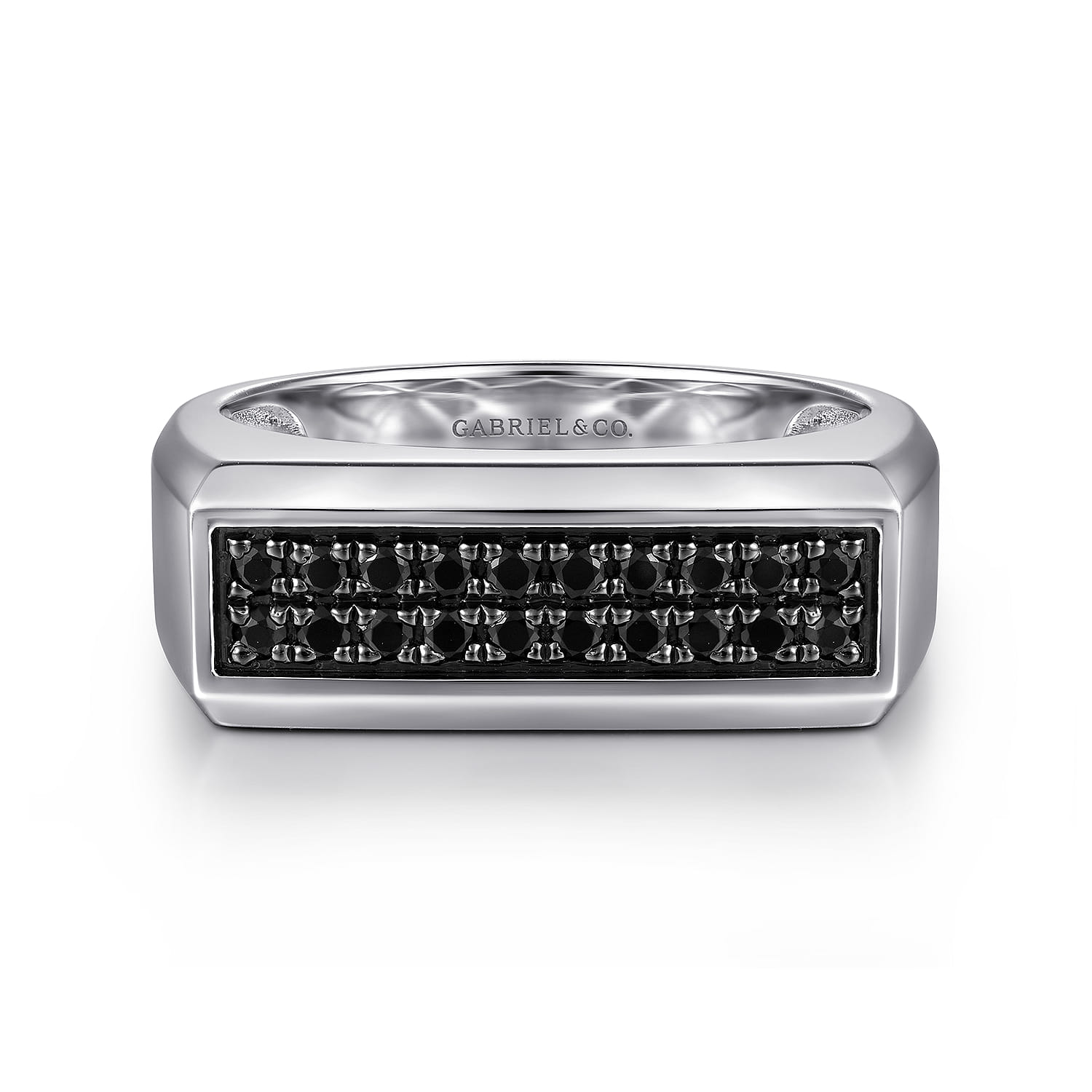 Sterling Silver Black Spinel Mens Ring in High Polish Finish - Shot 1