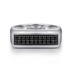 Sterling Silver Black Spinel Mens Ring in High Polish Finish