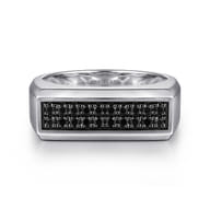 Sterling Silver Black Spinel Mens Ring in High Polish Finish