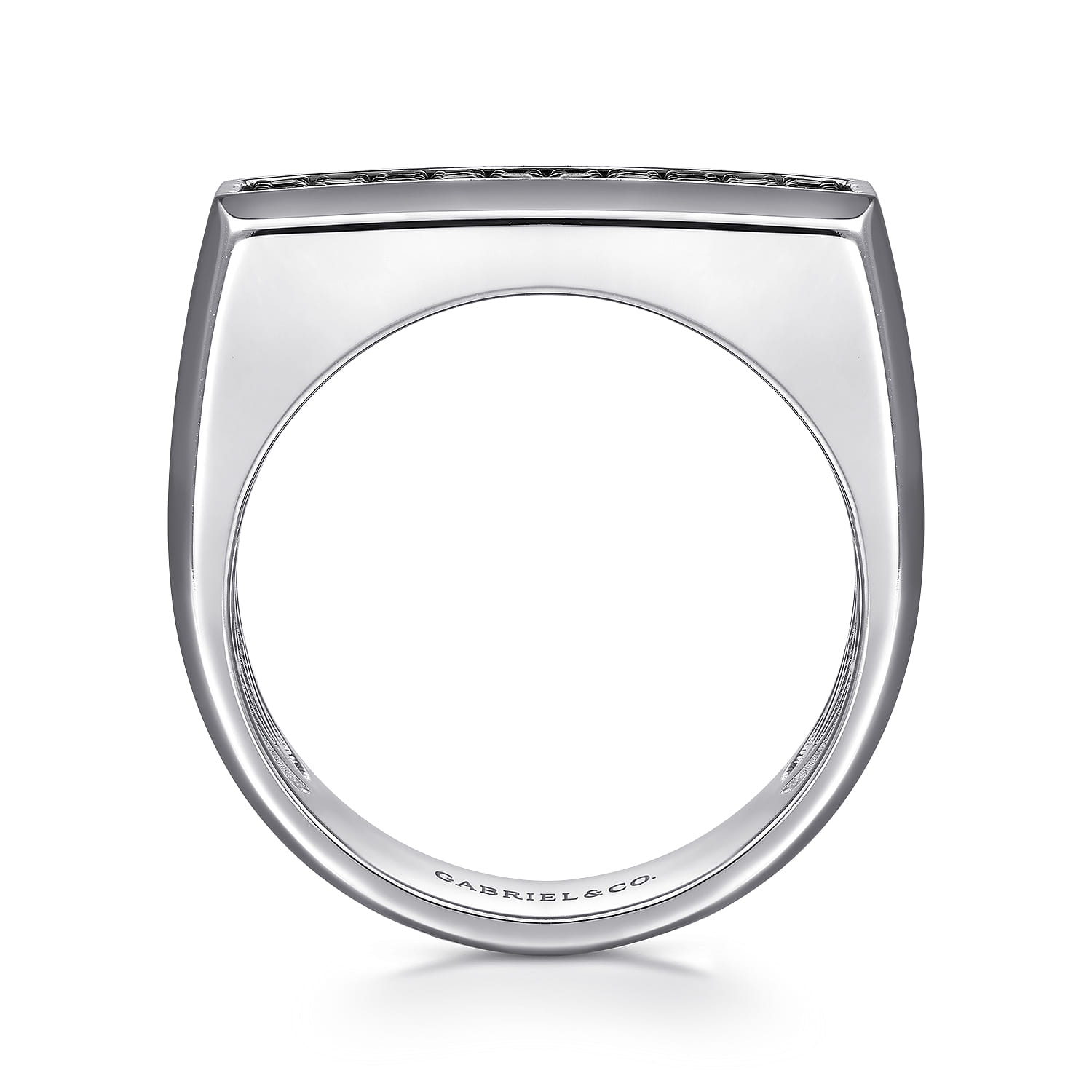 Sterling Silver Black Spinel Mens Ring in High Polish Finish - Shot 2