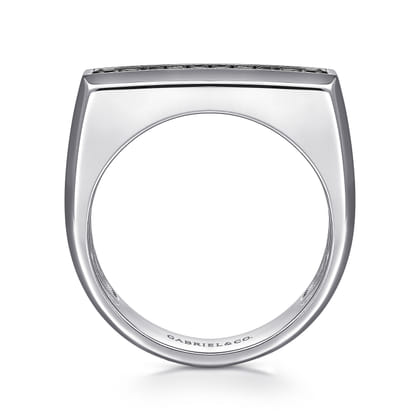 Sterling Silver Black Spinel Mens Ring in High Polish Finish