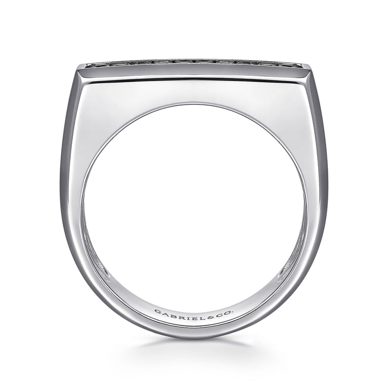 Sterling Silver Black Spinel Mens Ring in High Polish Finish - Shot 2