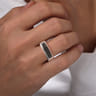 Sterling Silver Black Spinel Mens Ring in High Polish Finish