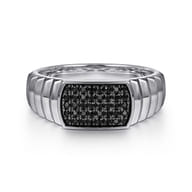 Sterling Silver Black Spinel Mens Ring in High Polished Finish