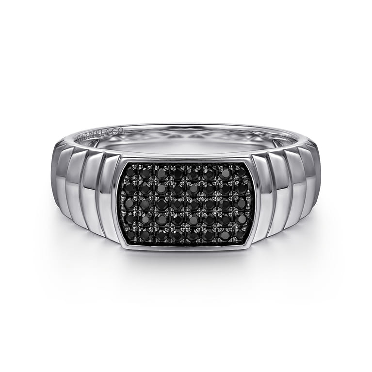 Sterling Silver Black Spinel Mens Ring in High Polished Finish - Shot 1