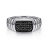 Sterling Silver Black Spinel Mens Ring in High Polished Finish