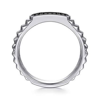 Sterling Silver Black Spinel Mens Ring in High Polished Finish