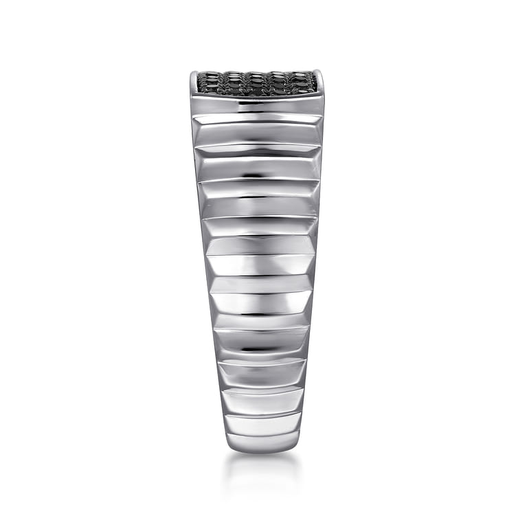 Sterling Silver Black Spinel Mens Ring in High Polished Finish - Shot 4