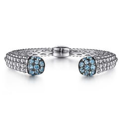 Sterling Silver Blue Topaz Bujukan Bangle