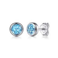 Sterling Silver Blue Topaz Stud Earrings