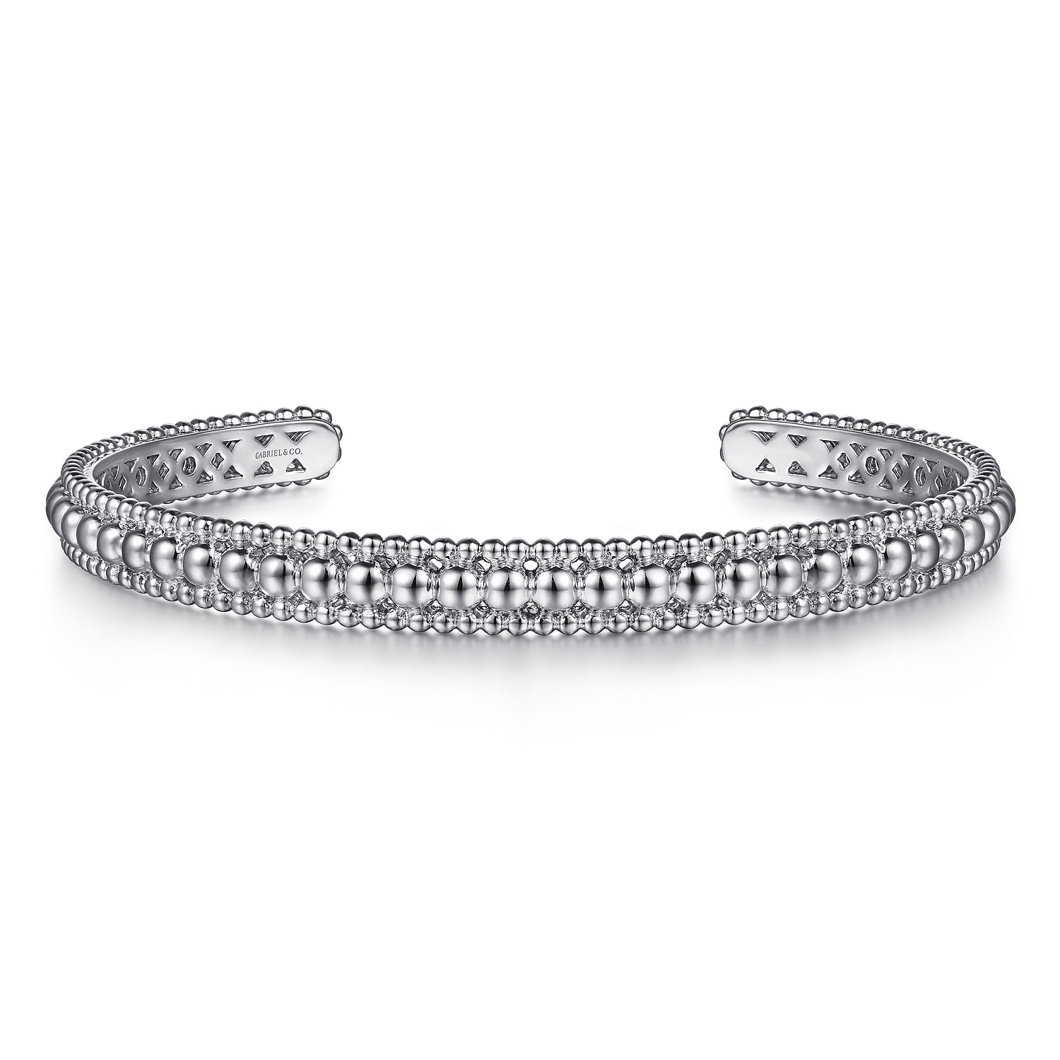 Sterling Silver Bujukan Beaded Open Bangle - Shot 1