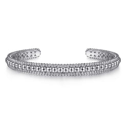 Sterling Silver Bujukan Beaded Open Bangle