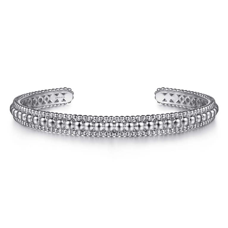 Sterling Silver Bujukan Beaded Open Bangle - Shot 1