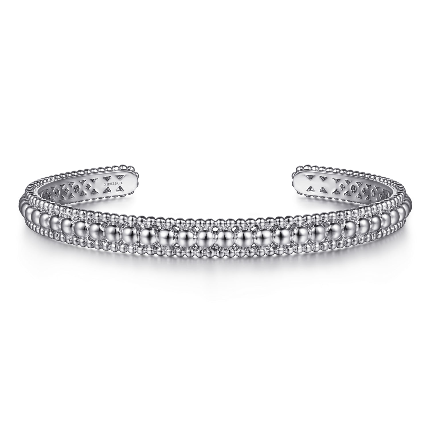 Sterling Silver Bujukan Beaded Open Bangle