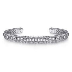 Sterling Silver Bujukan Beaded Open Bangle