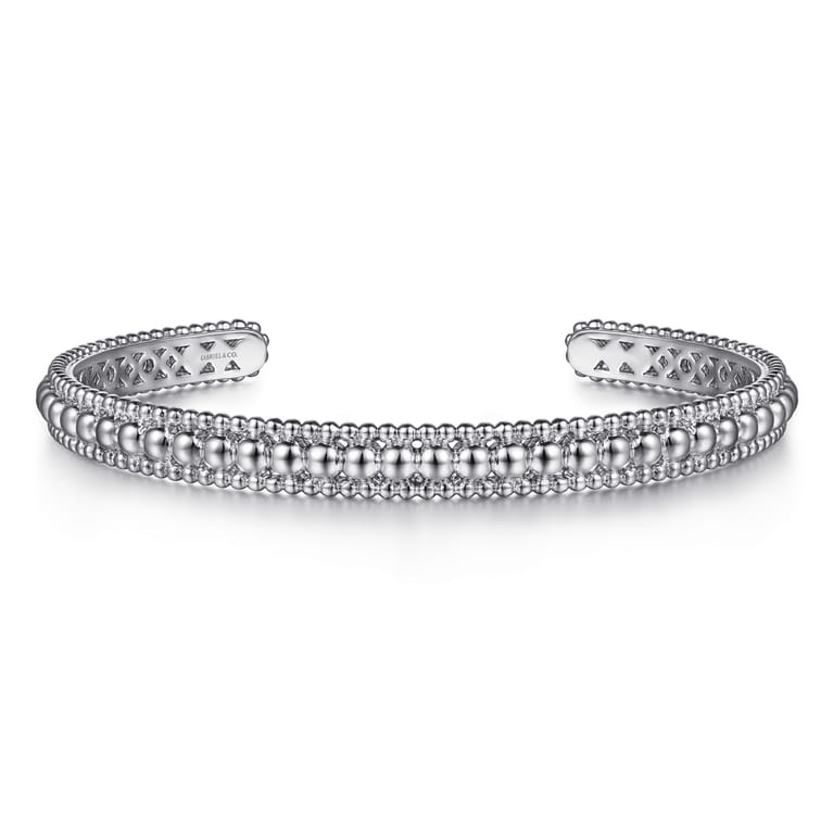 Sterling Silver Bujukan Beaded Open Bangle - Shot 1