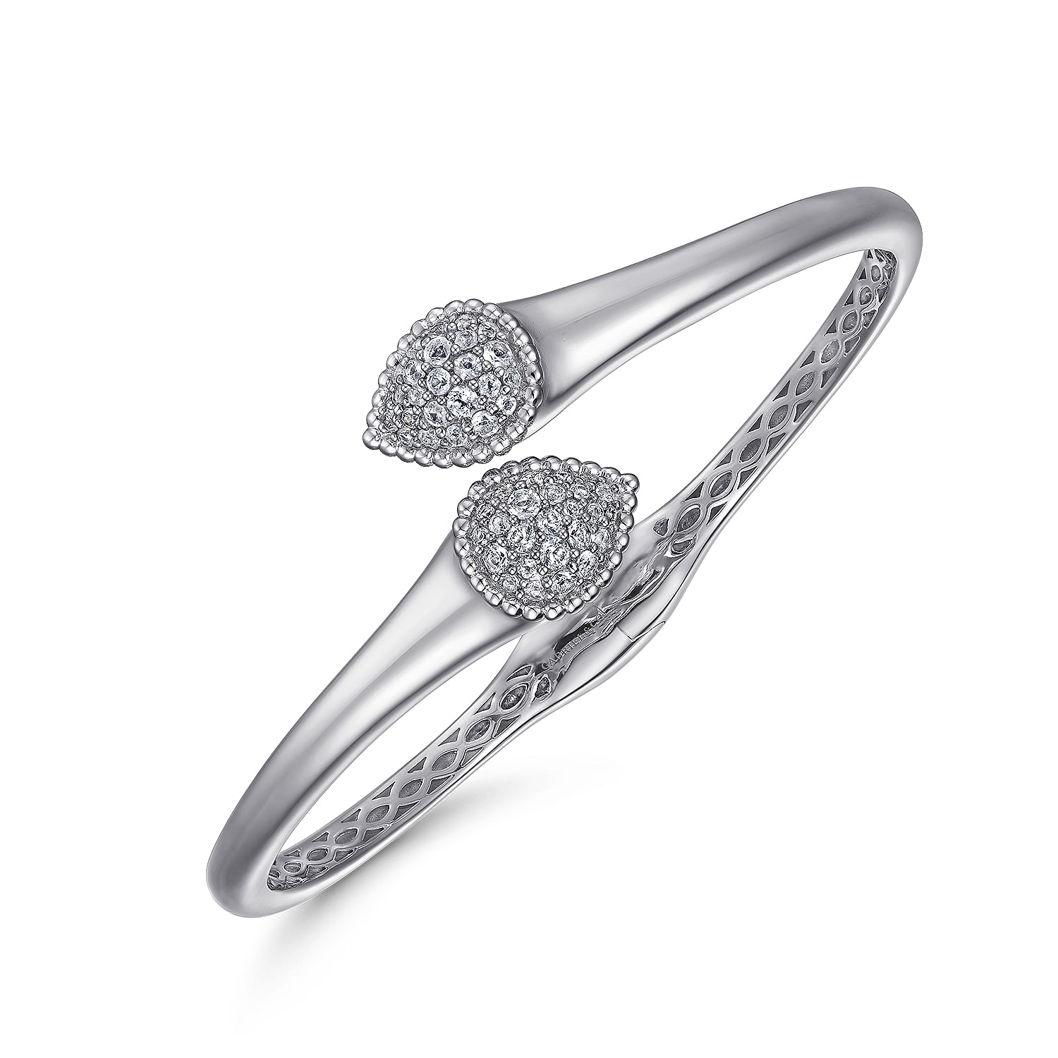 Sterling Silver Bypass Bangle with White Sapphire Pave - Shot 2