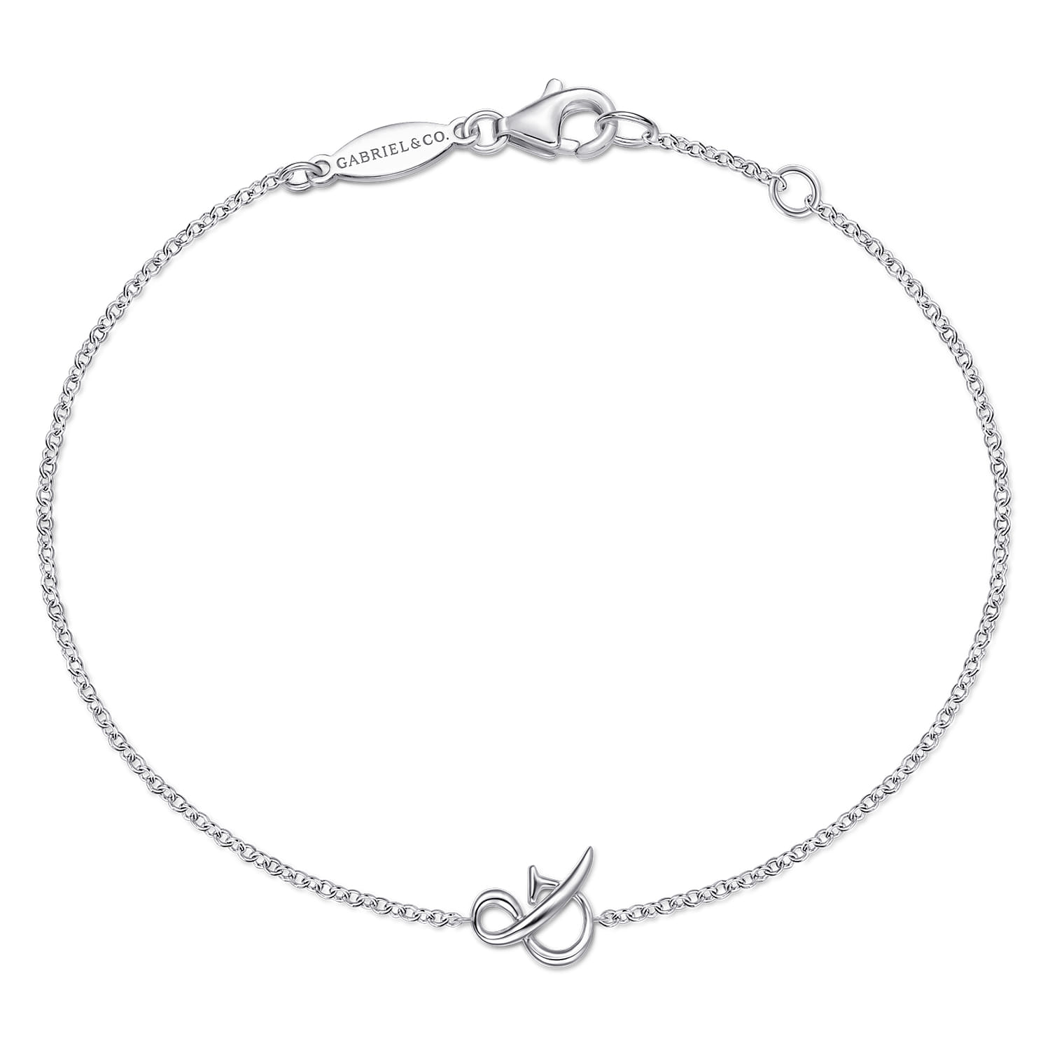 Sterling Silver Chain Bracelet with  Symbol - Shot 1