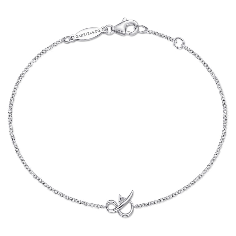 Sterling Silver Chain Bracelet with  Symbol - Shot 1
