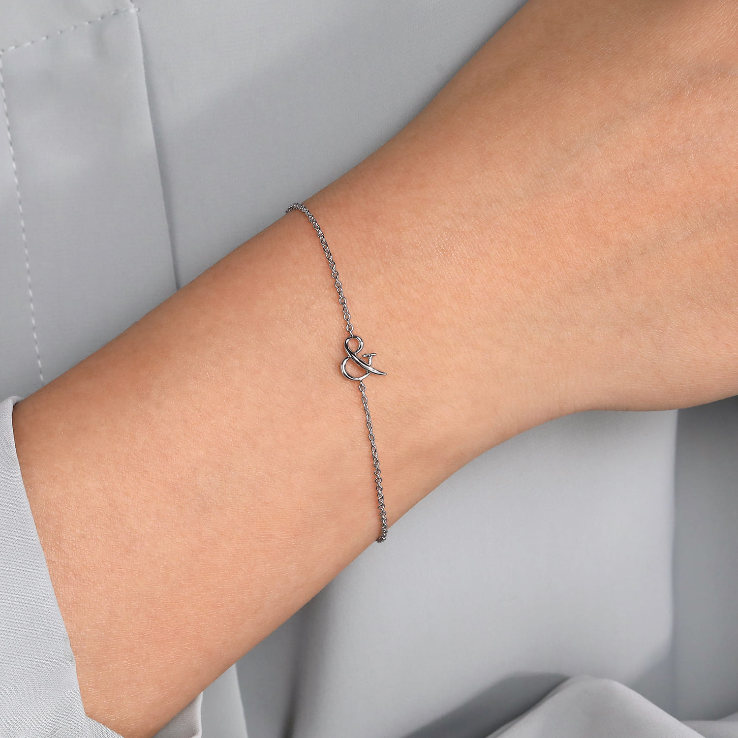 Sterling Silver Chain Bracelet with  Symbol - Shot 3