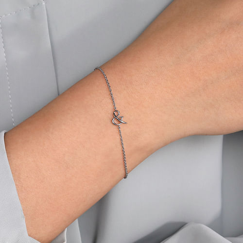 Sterling Silver Chain Bracelet with   Symbol - Shot 3