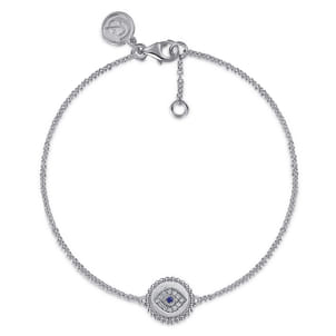 Sterling Silver Diamond And B Grade Blue Sapphire Bujukan Mystic Eyes Bracelet