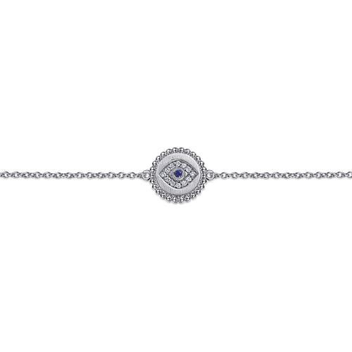 Sterling Silver Diamond And B Grade Blue Sapphire Bujukan Mystic Eyes Bracelet - 0.05 ct - Shot 2
