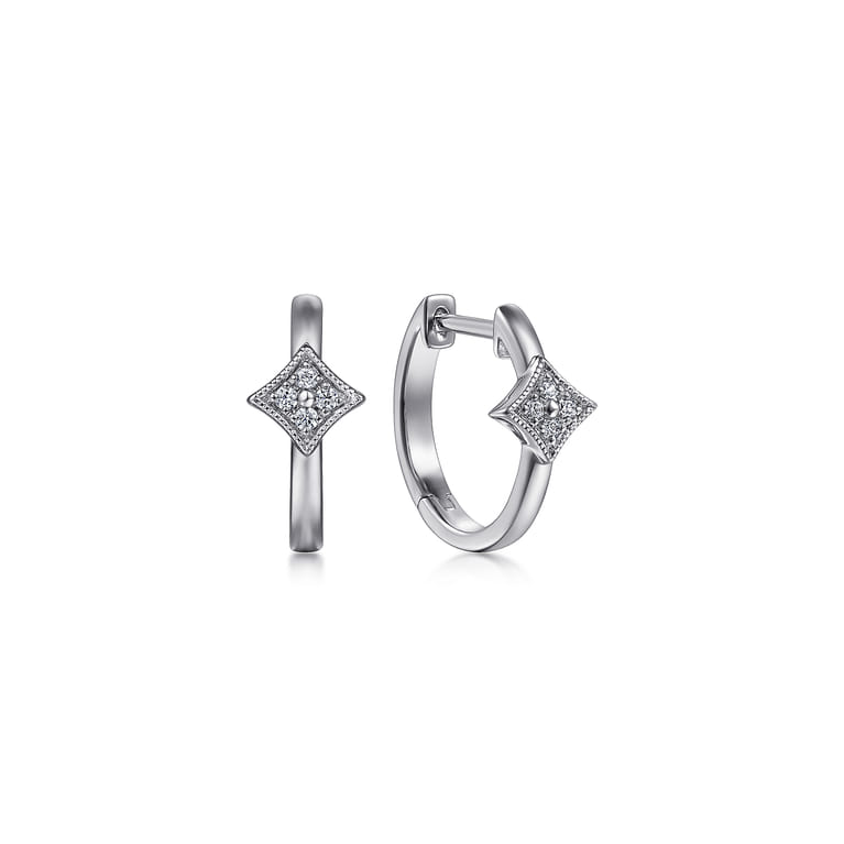 Sterling Silver Diamond Huggies - 0.05 ct - Shot 1