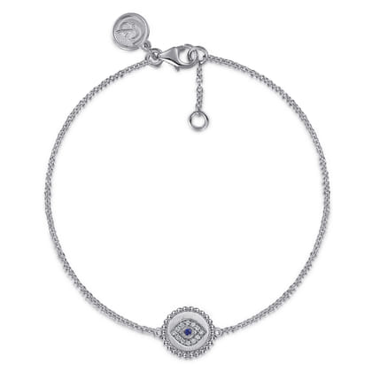 Sterling Silver Diamond and B Grade Blue Sapphire Bujukan Mystic Eyes Bracelet