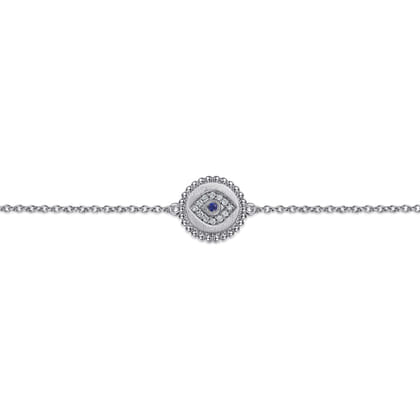 Sterling Silver Diamond and B Grade Blue Sapphire Bujukan Mystic Eyes Bracelet