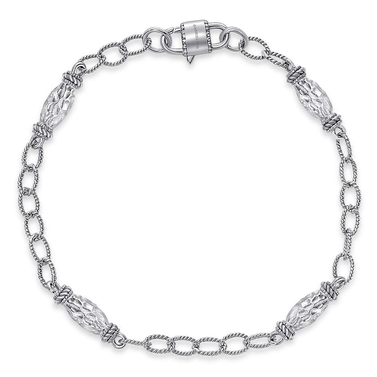 Sterling Silver Filigree Station Chain Bracelet - Shot 1