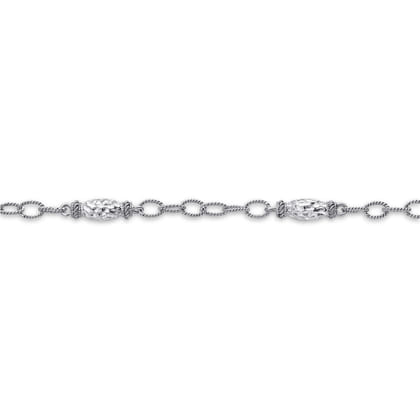 Sterling Silver Filigree Station Chain Bracelet